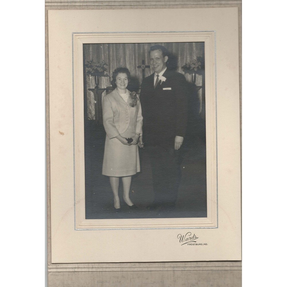 Vintage Wards Frostburg MD Studio Portrait Black and White Couple Wedding Photo